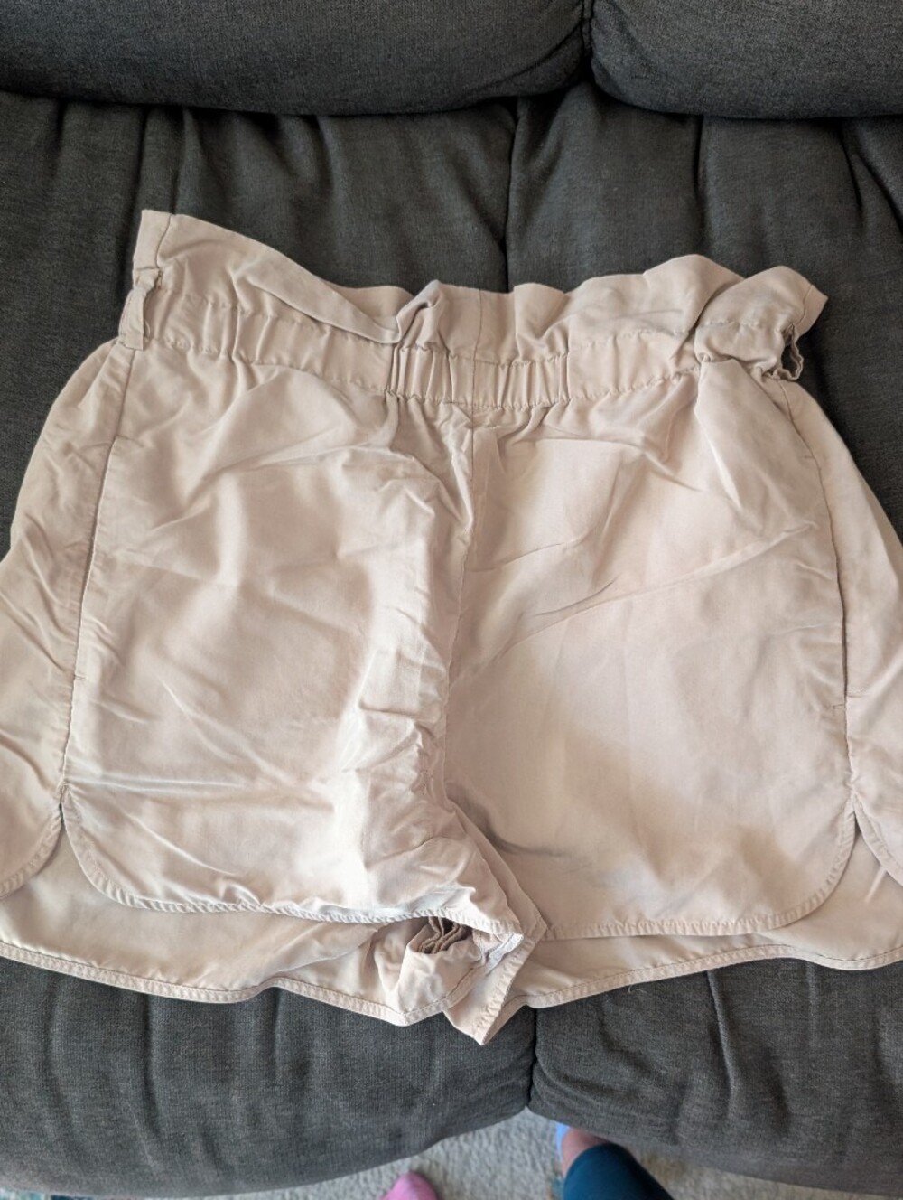 Express Light Beige Paperbag Waist Athletic Shorts